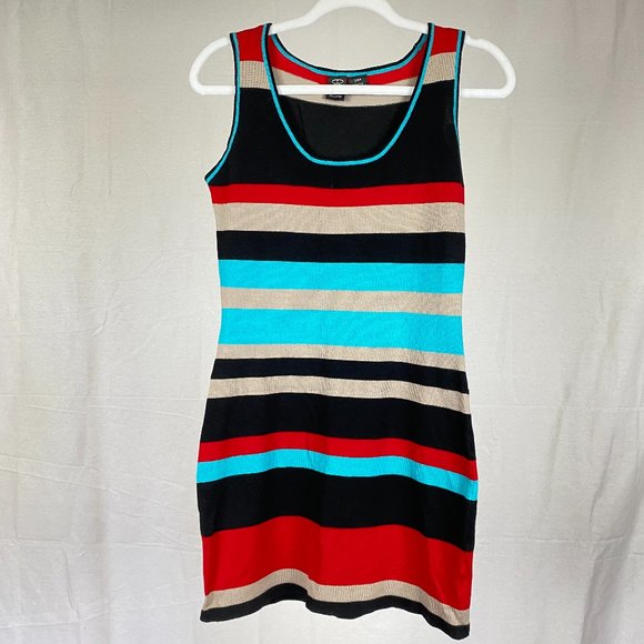 Ripe Multi-coloured Tight Mini Bodycon Short Sleeved Knit Dress - Picture 1 of 11